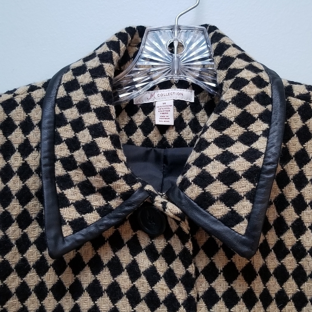 JM COLLECTION | BLK & BEIGE CHECK BLAZER, SZ 14